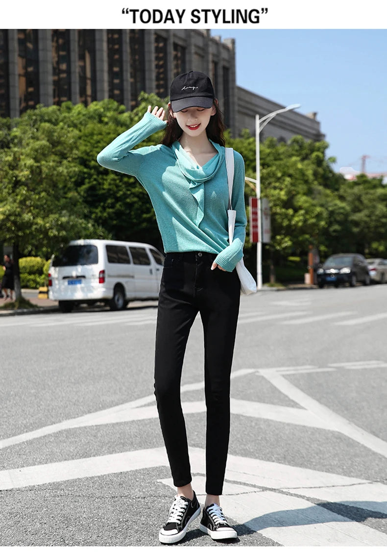 Size 26-40 Winter Women Colorful Fleece Velvet High Waist Jeans Denim Trousers Stretch Warm Pencil Pants Thick Skinny Jeans