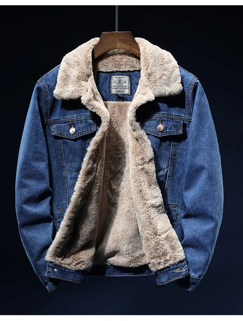 Winter Jean Jackets Men Warm Denim Coats