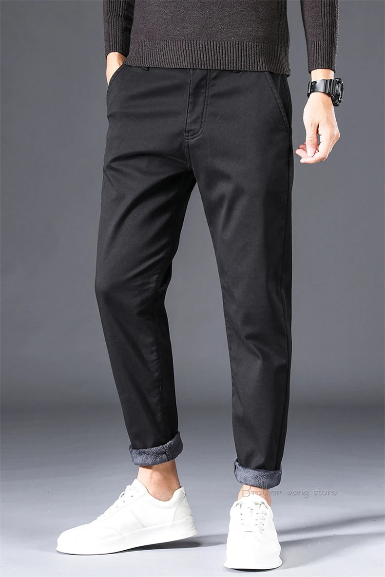 Winter New Warm Thick Casual Pants Business Fashion