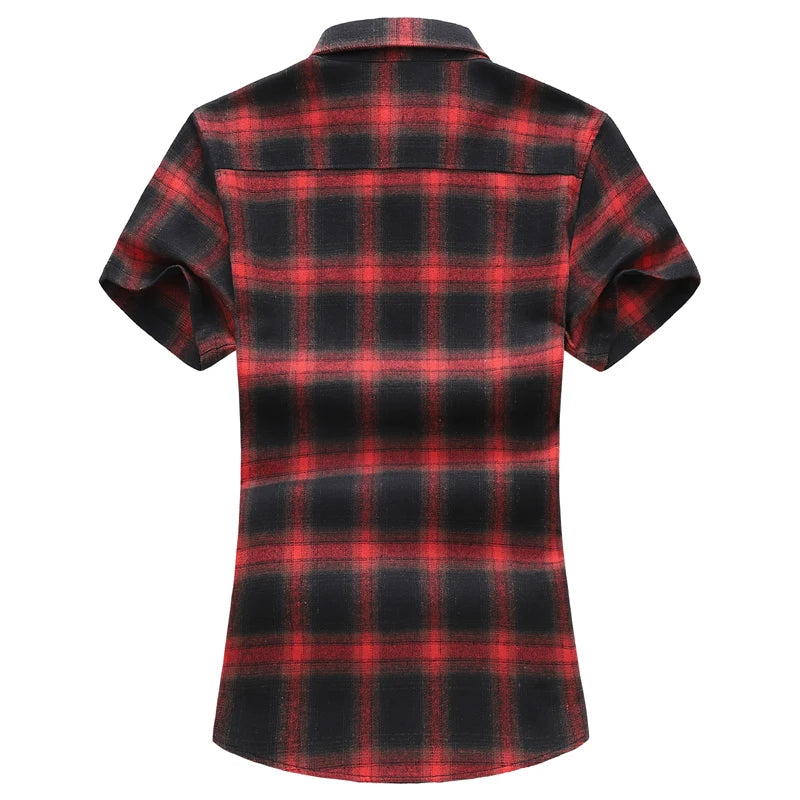 Plus Size 5XL 6XL 7XL 2023 Summer New Men's Short Sleeve Plaid Shirt Fashion Casual Loose Shirt Male Brand Clothes