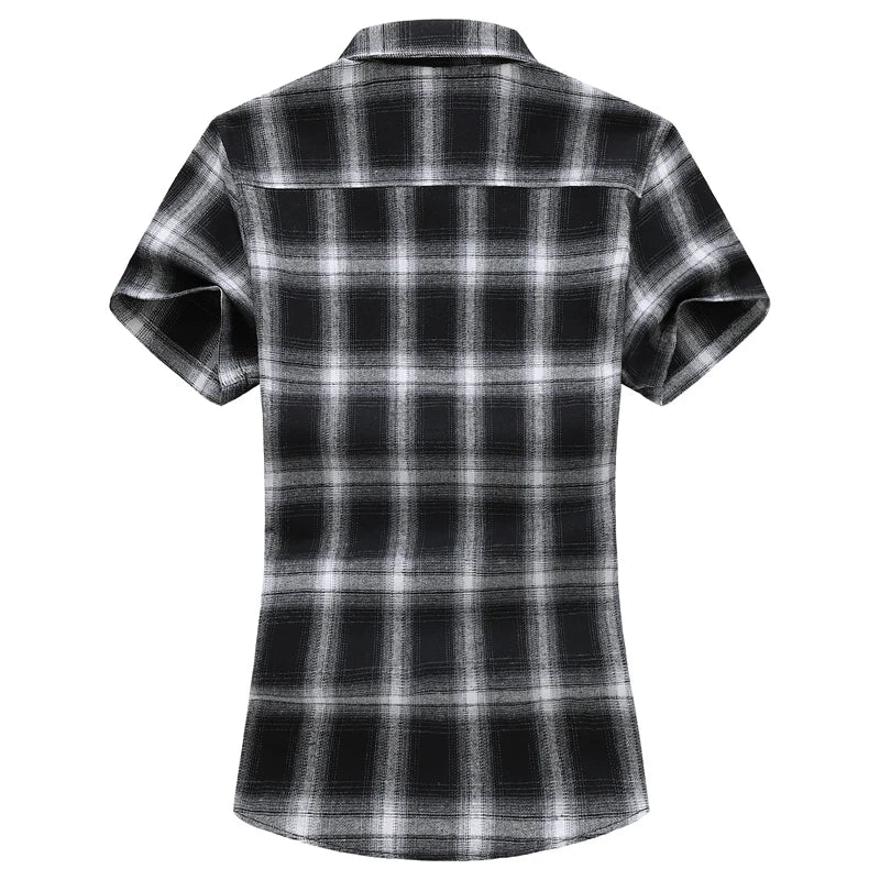 Plus Size 5XL 6XL 7XL 2023 Summer New Men's Short Sleeve Plaid Shirt Fashion Casual Loose Shirt Male Brand Clothes