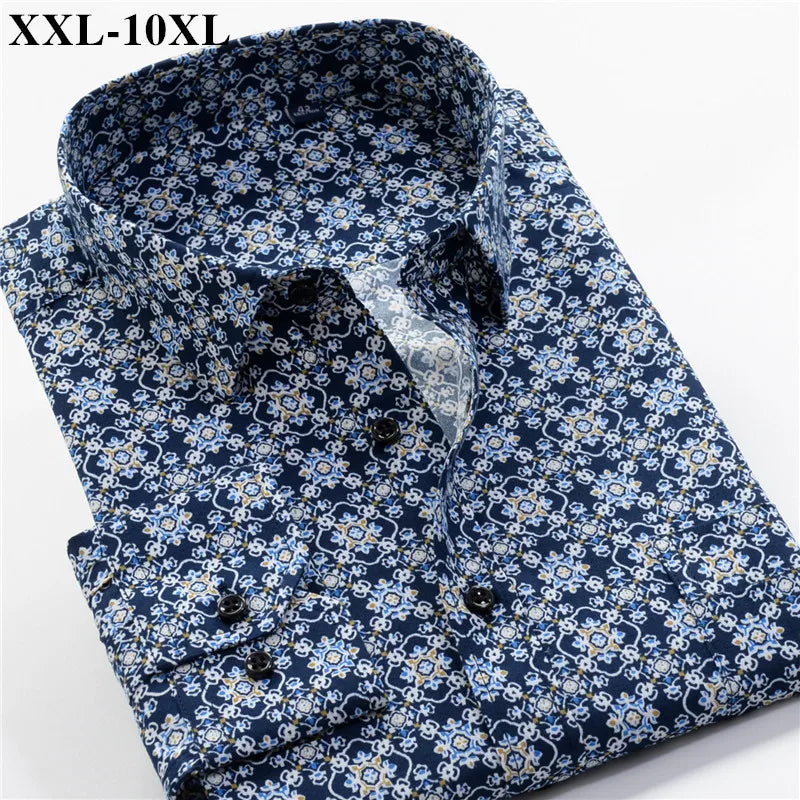 Men's Printed Shirt 2023 Autumn New Fashion Casual Loose Hawaii Long Sleeve Shirts Male Brand Plus Zise 5XL 6XL 7XL 8XL 9XL 10XL