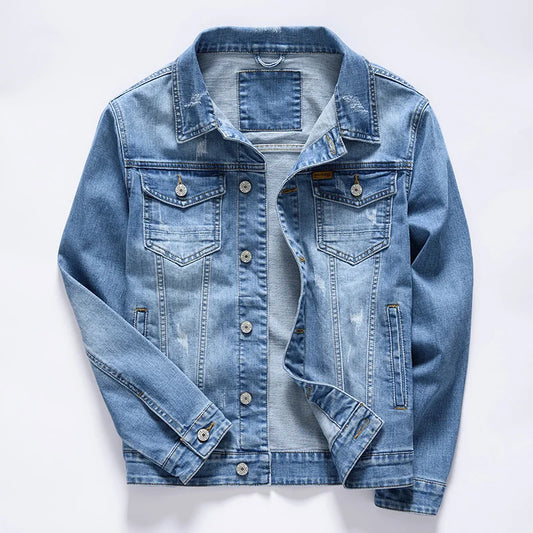 Men's Vintage Blue Denim Jacket Spring