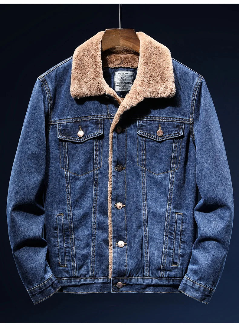 Winter Jean Jackets Men Warm Denim Coats