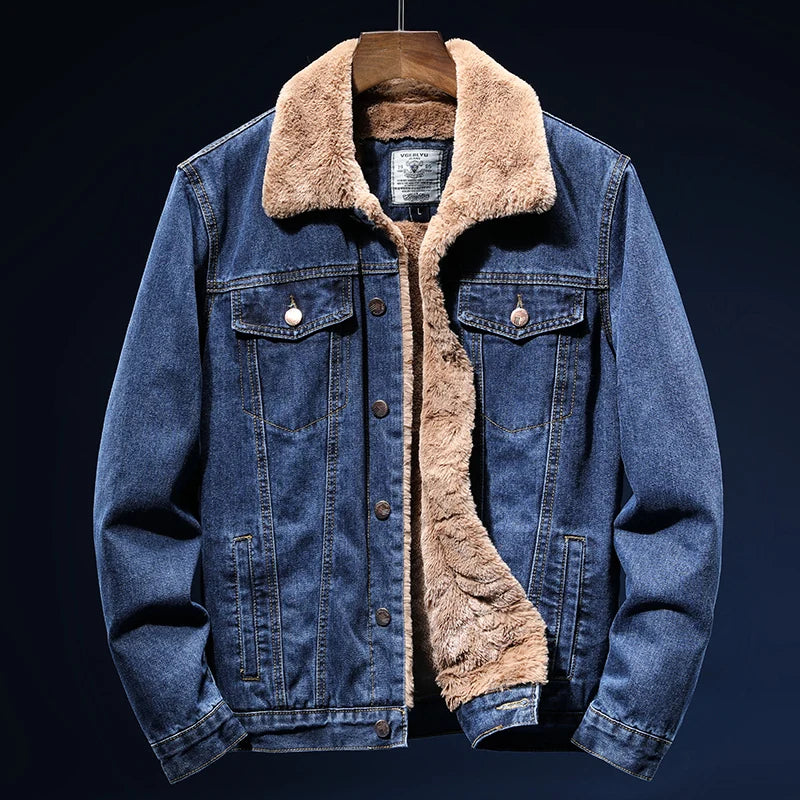 Winter Jean Jackets Men Warm Denim Coats