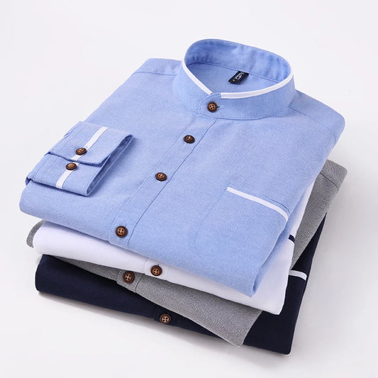 2023 New Autumn Men's Oxford Casual Long Sleeve Shirt Classic Style Fashion Business Brand Shirt Male Clothes