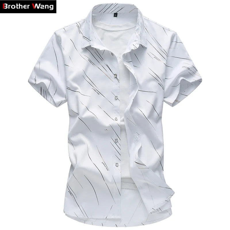 2024 Summer New Men's Shirt Large Size Male Fashion Casual Print Short Sleeve Shirt Brand Men's Clothing 5XL 6XL 7XL