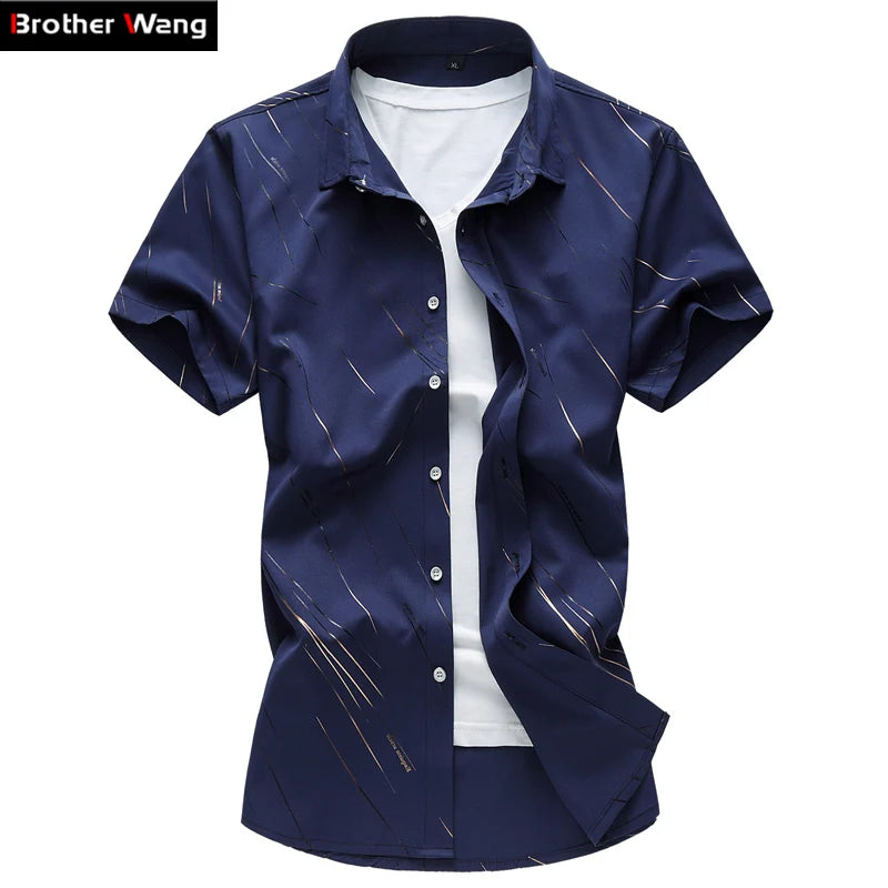 2024 Summer New Men's Shirt Large Size Male Fashion Casual Print Short Sleeve Shirt Brand Men's Clothing 5XL 6XL 7XL