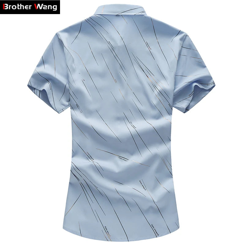 2024 Summer New Men's Shirt Large Size Male Fashion Casual Print Short Sleeve Shirt Brand Men's Clothing 5XL 6XL 7XL