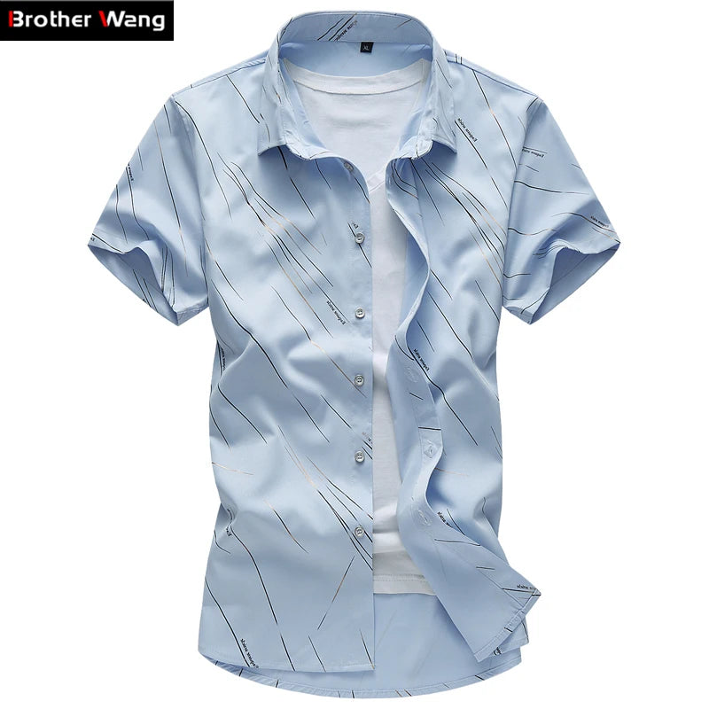 2024 Summer New Men's Shirt Large Size Male Fashion Casual Print Short Sleeve Shirt Brand Men's Clothing 5XL 6XL 7XL