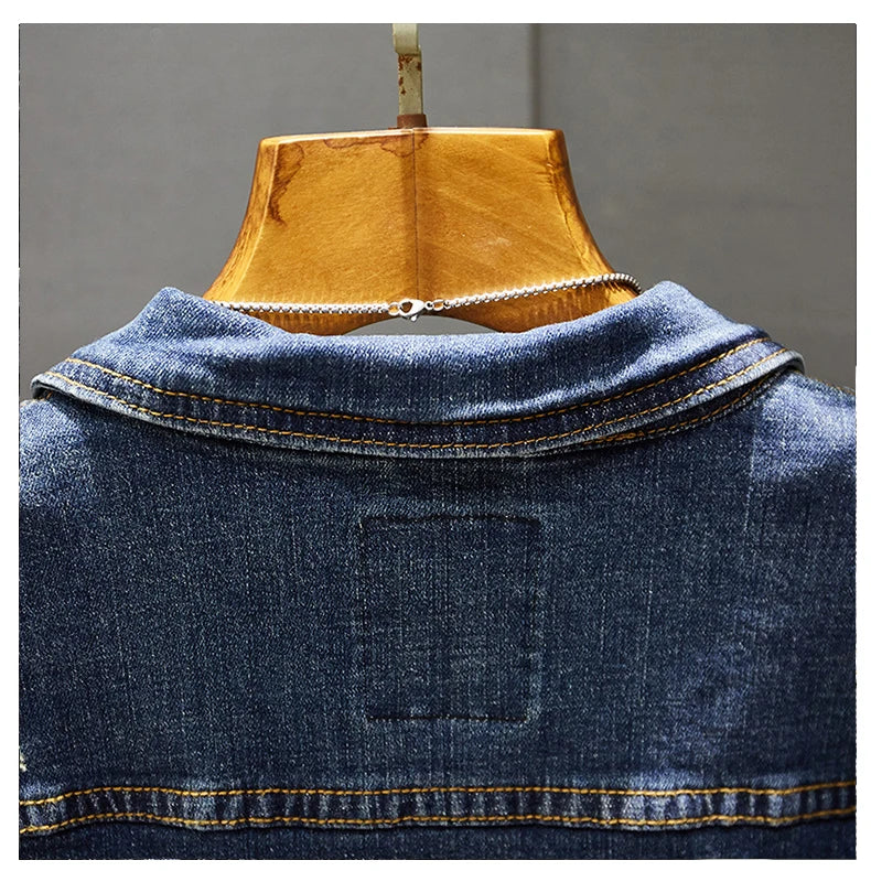 Men's Fashion Skinny Denim Jacket Classic Design Scratch Washed Blue Slim fit Short Casual Spring Autumn Coat Male Brand Clothes