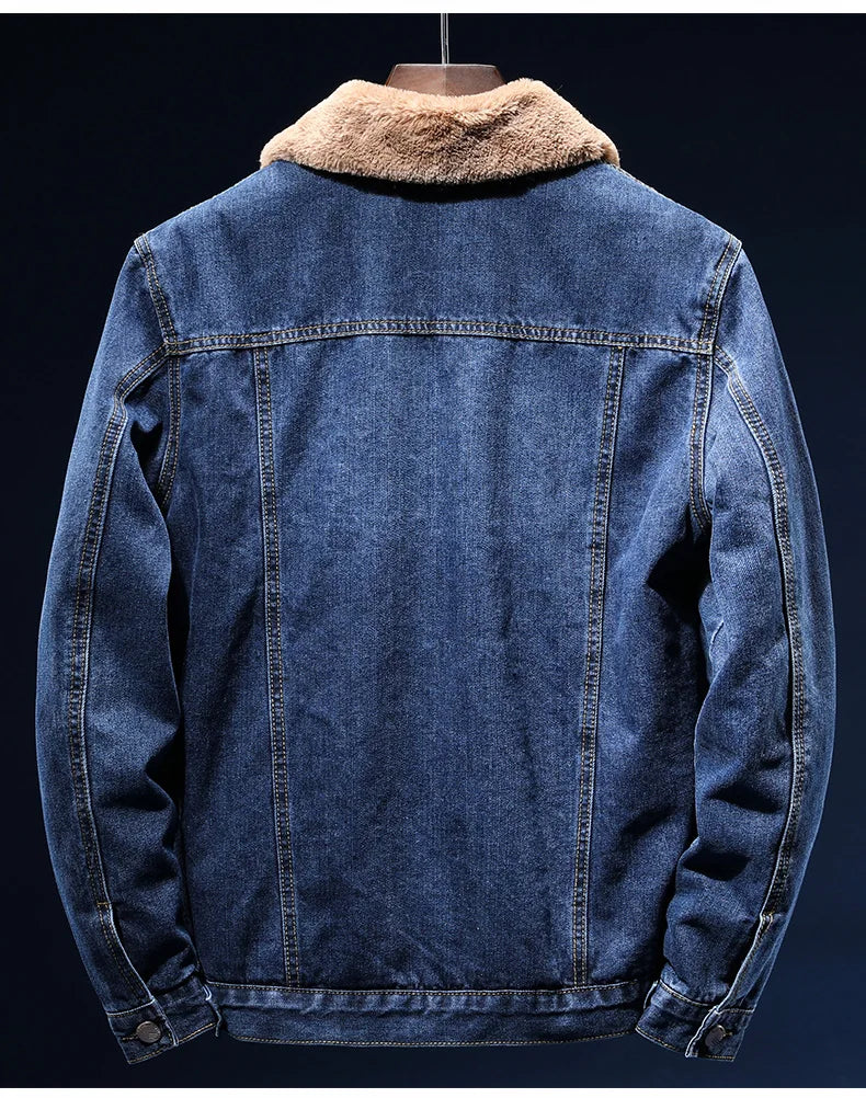 Winter Jean Jackets Men Warm Denim Coats