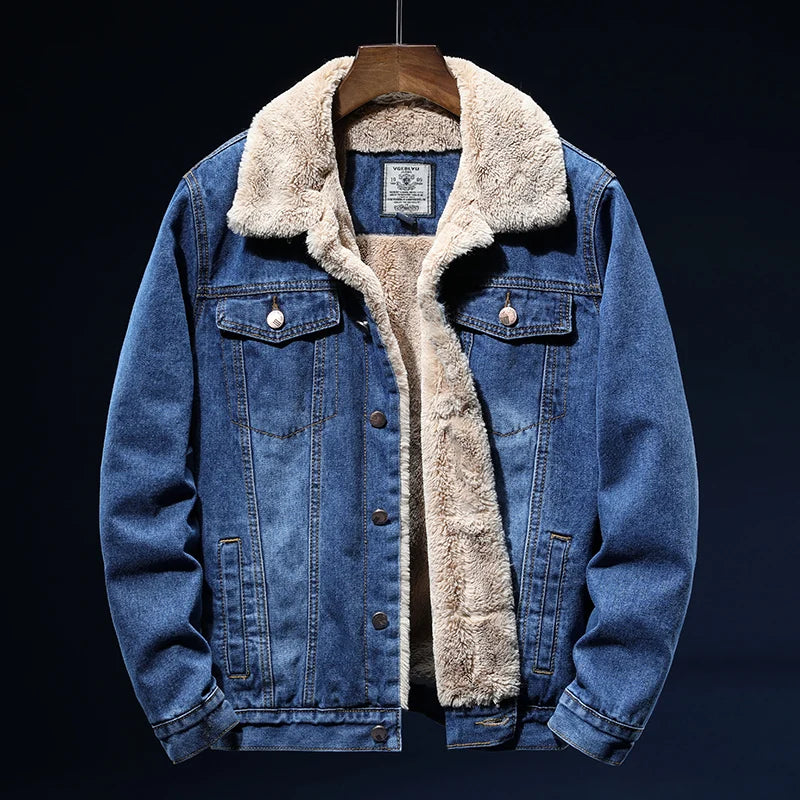 Winter Jean Jackets Men Warm Denim Coats