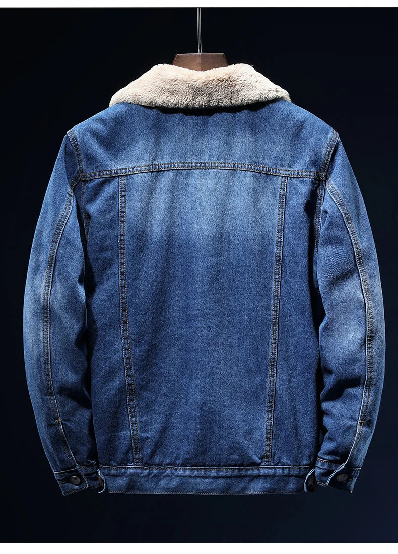 Winter Jean Jackets Men Warm Denim Coats