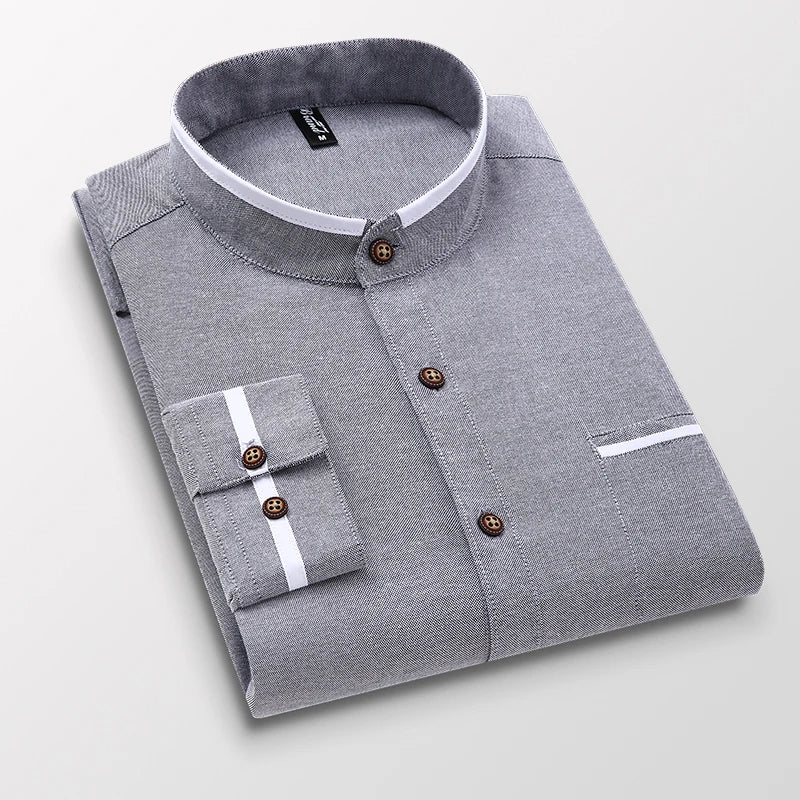 2023 New Autumn Men's Oxford Casual Long Sleeve Shirt Classic Style Fashion Business Brand Shirt Male Clothes