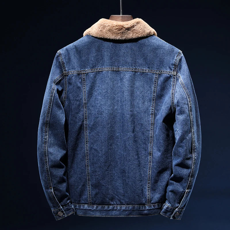 Winter Jean Jackets Men Warm Denim Coats