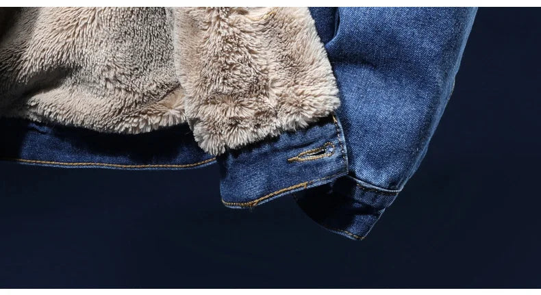 Winter Jean Jackets Men Warm Denim Coats