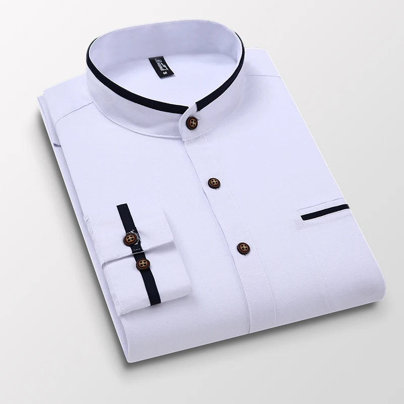 2023 New Autumn Men's Oxford Casual Long Sleeve Shirt Classic Style Fashion Business Brand Shirt Male Clothes