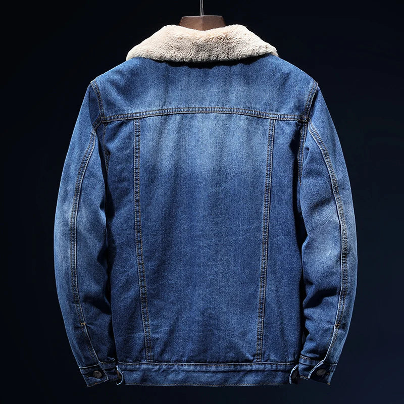 Winter Jean Jackets Men Warm Denim Coats