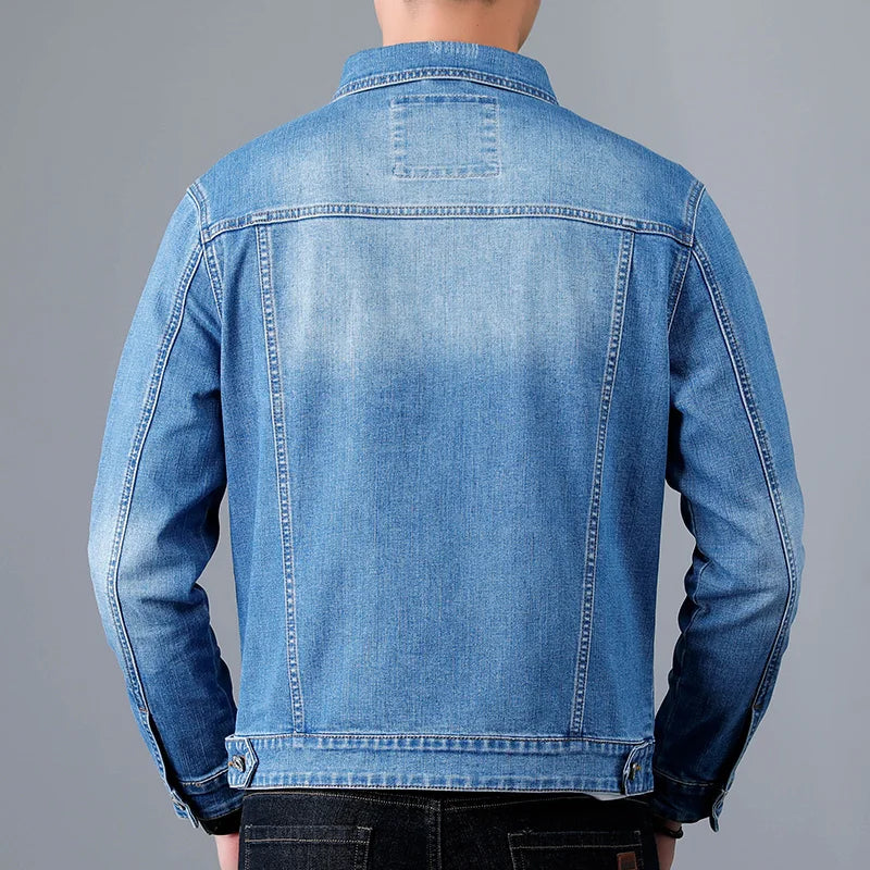 Spring New Men's Casual Cotton Denim Jacket Classic Style Fashion Slim Washed Retro Blue Jeans Coat Male Brand Clothing