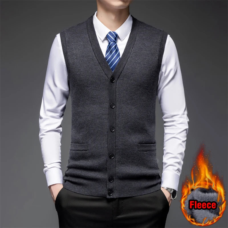 Autumn Winter Warm Sweater Vest Men Classic Style