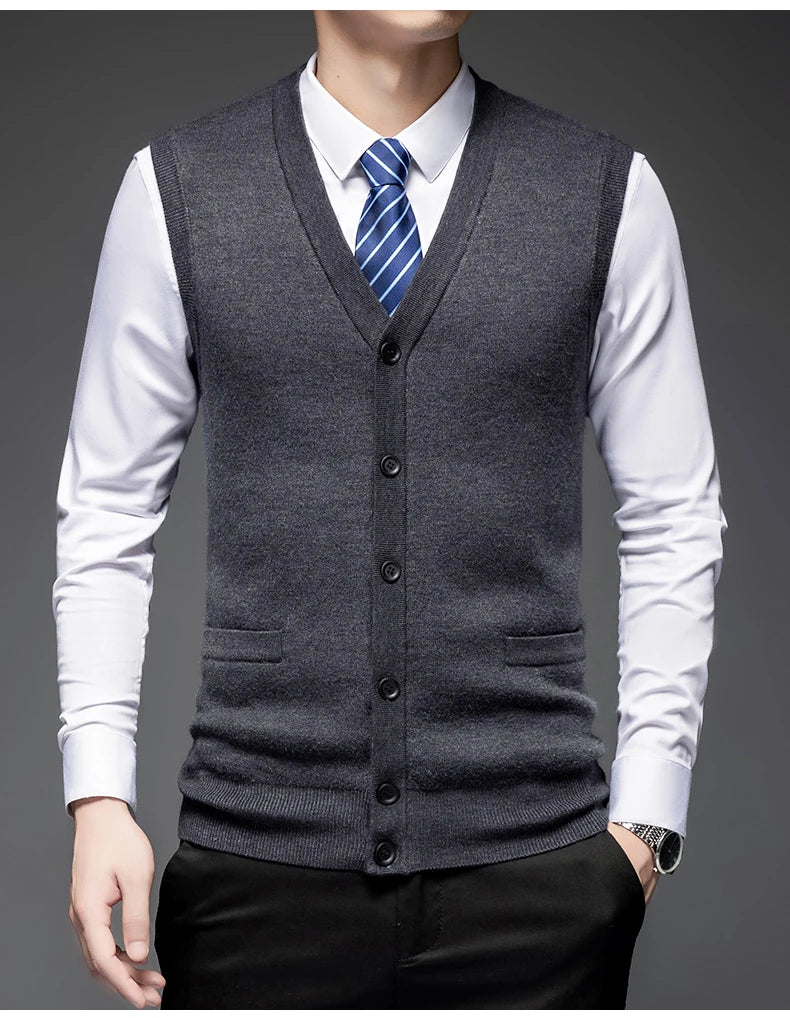 Autumn Winter Warm Sweater Vest Men Classic Style