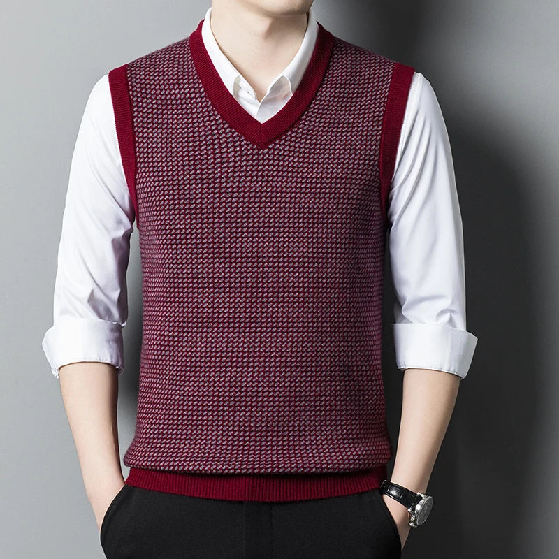 Autumn Winter Men's Thickened Round Neck Wool