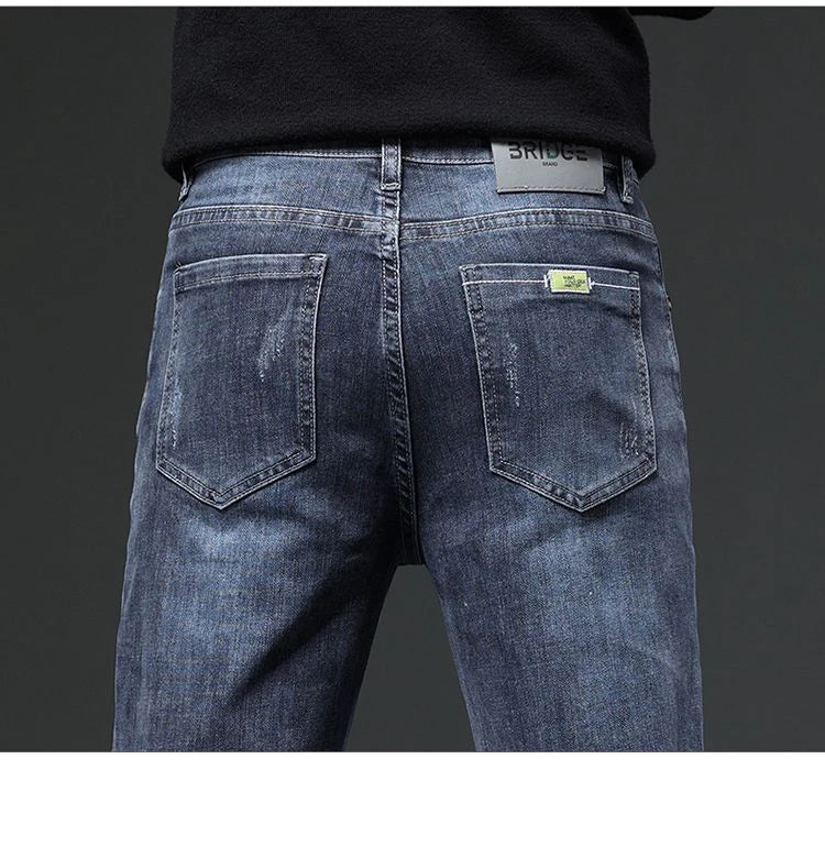 Winter Men's Fleece Warm Jeans Slim Straight Stretch Thickened Denim Pants Fashion Velvet Plush Trousers Brand Clothes