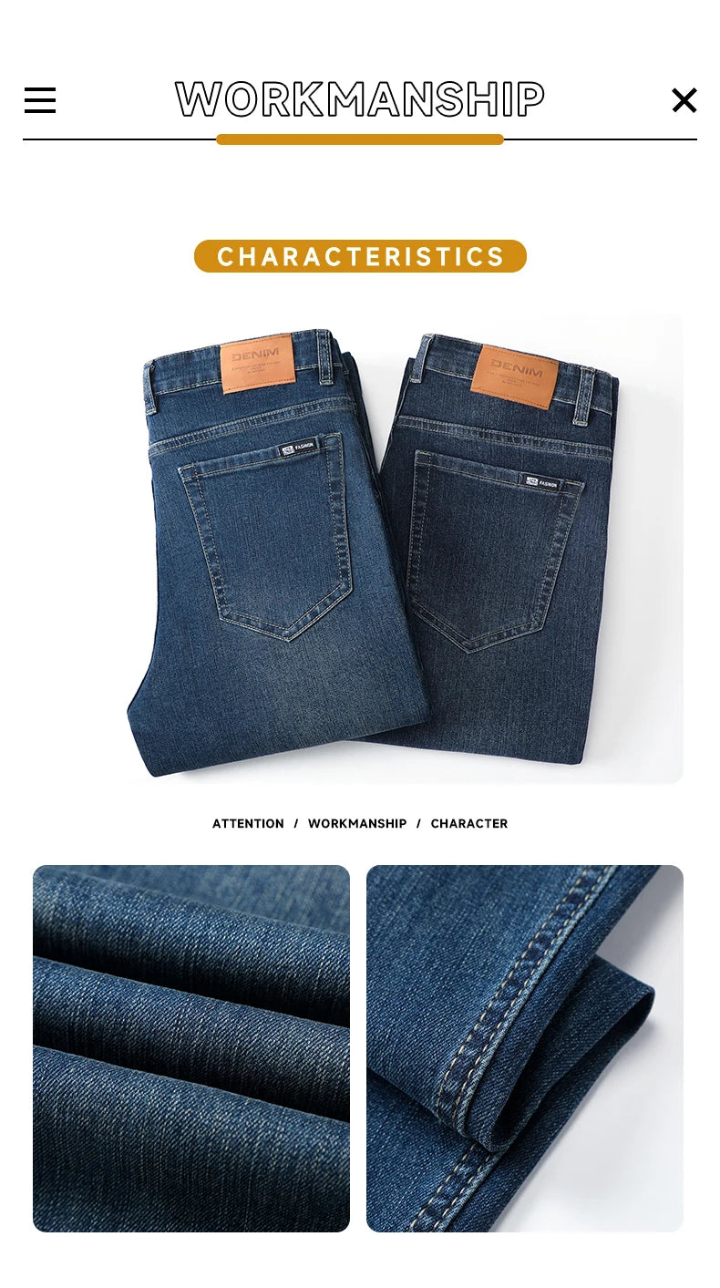 Autumn New Men's Straight Stretch Vintage Jeans