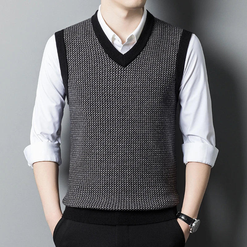 Autumn Winter Men's Thickened Round Neck Wool