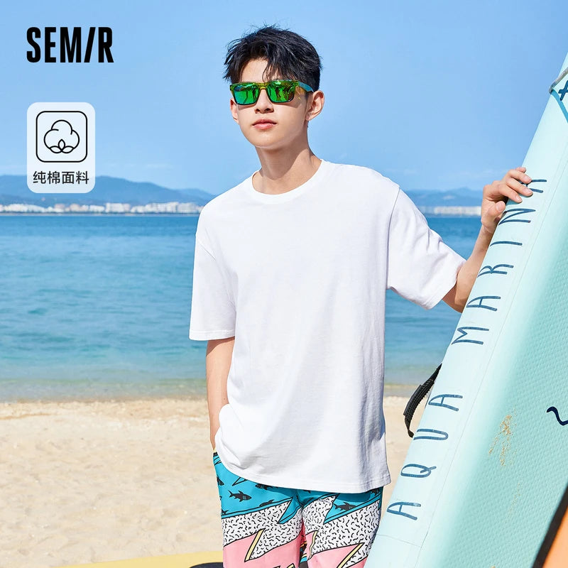 Semir Unisex T-shirt  Short Sleeve Men T-Shirt Cotton 2024 Summer New Man Clothing Is Thin And Versatile T Shirt Solid Color