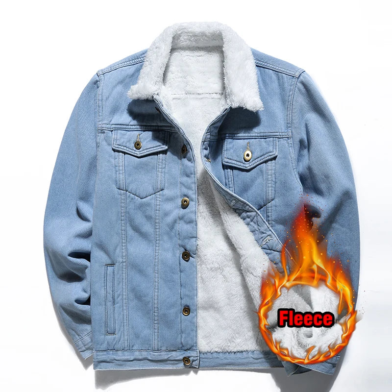 2025 New Men's Winter Warm Denim Jacket