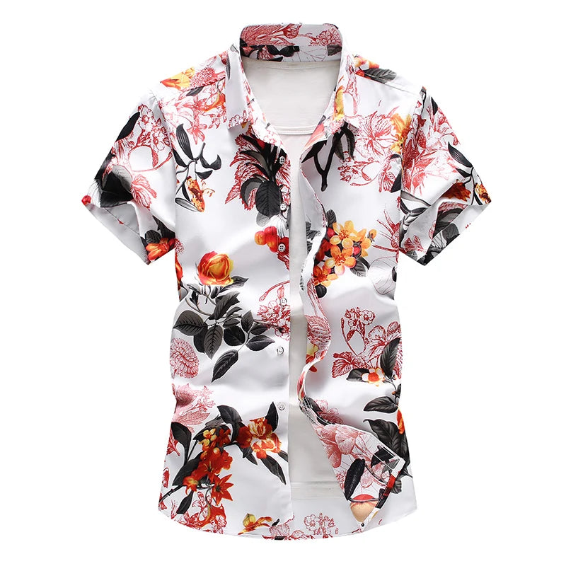 Plus Size 5XL 6XL 7XL Men's Hawaiian Shirt 2023 Summer New Fashion Casual Printing Short Sleeve Flower Shirt Male Brand Clothes