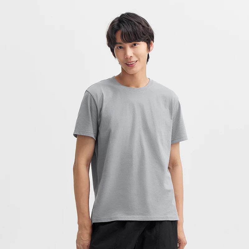 Semir 2024 Short-Sleeved T-Shirt Men Spring New Pure Cotton Bottoming Shirt Simple Commuting Casual Top Solid Color Round Neck