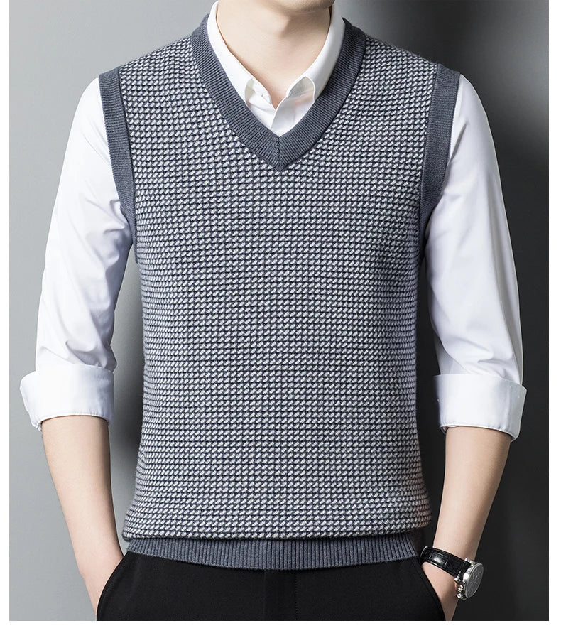 Autumn Winter Men's Thickened Round Neck Wool