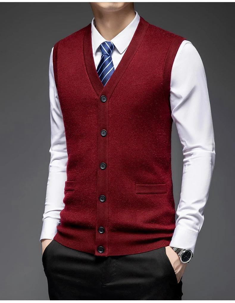 Autumn Winter Warm Sweater Vest Men Classic Style