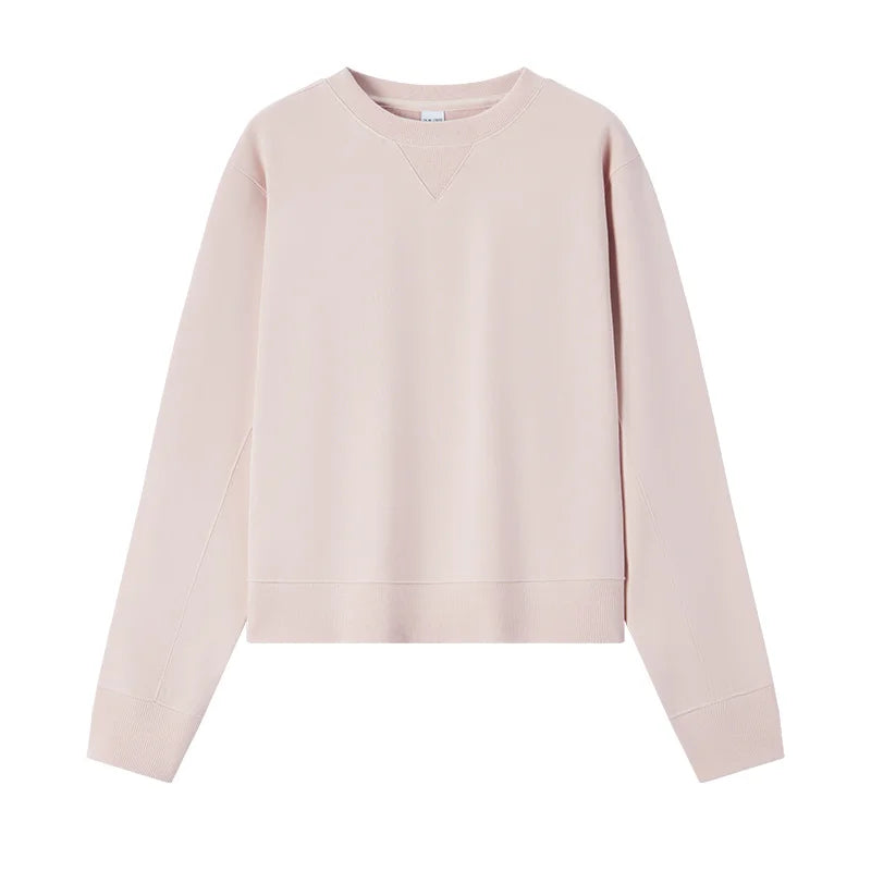 Semir Sweatshirt Women Lazy Simple Round Neck Loose 2024 Autumn New Gentle Solid Color Base Sweatshirt