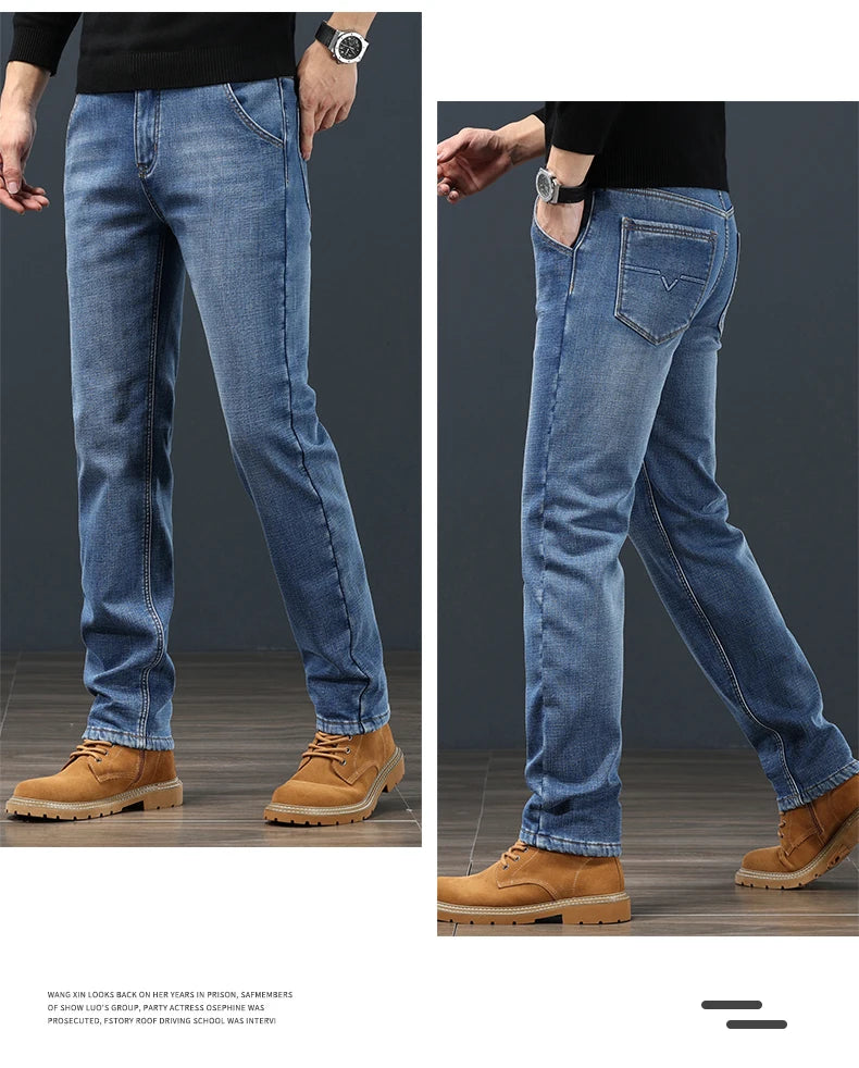 Men's Winter Fleece Thickened Jeans Fashion