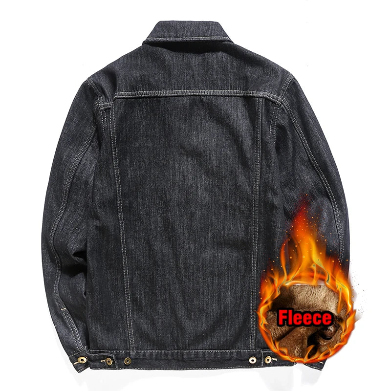 2025 New Men's Winter Warm Denim Jacket