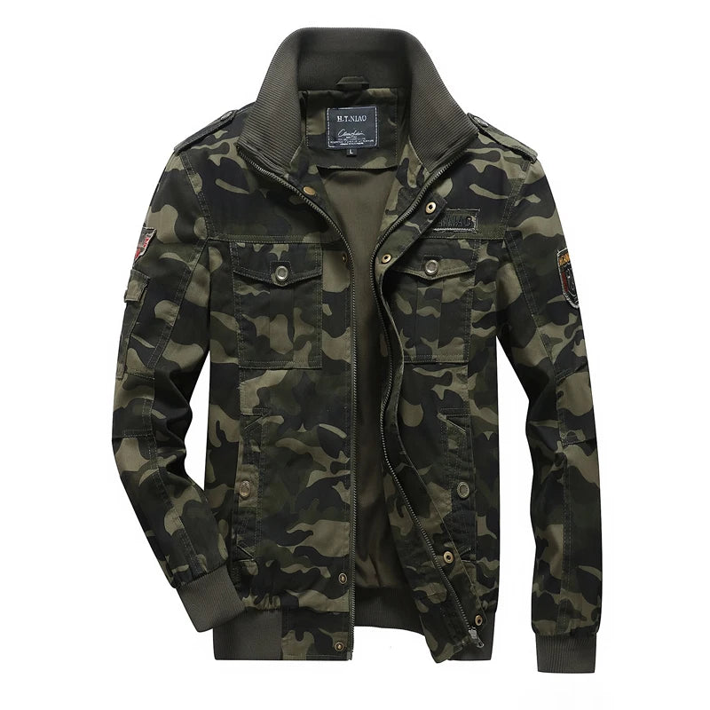 New Men's Warm Camouflage Coat Windproof Waterproof Military Jacket Long-Sleeved Stand-Up Collar Cotton Outdoor Men's Clothing