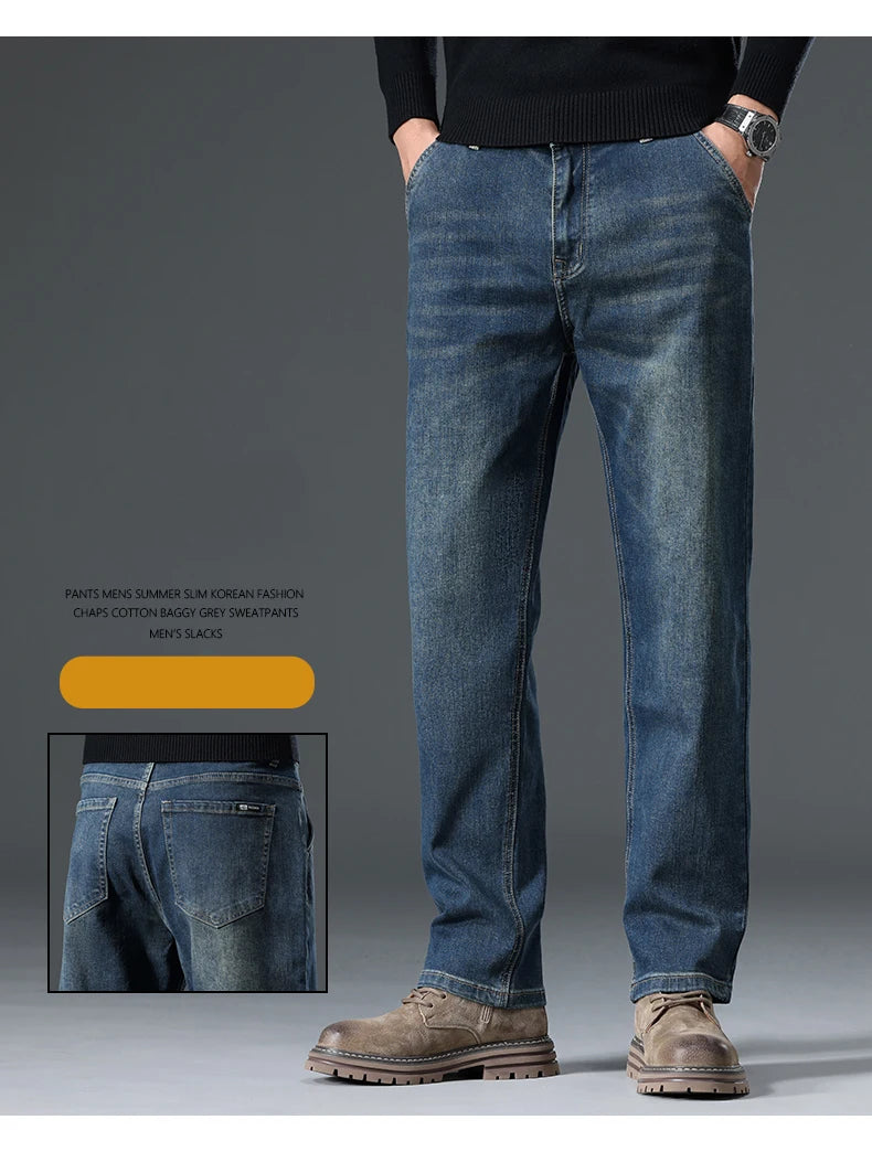 Autumn New Men's Straight Stretch Vintage Jeans