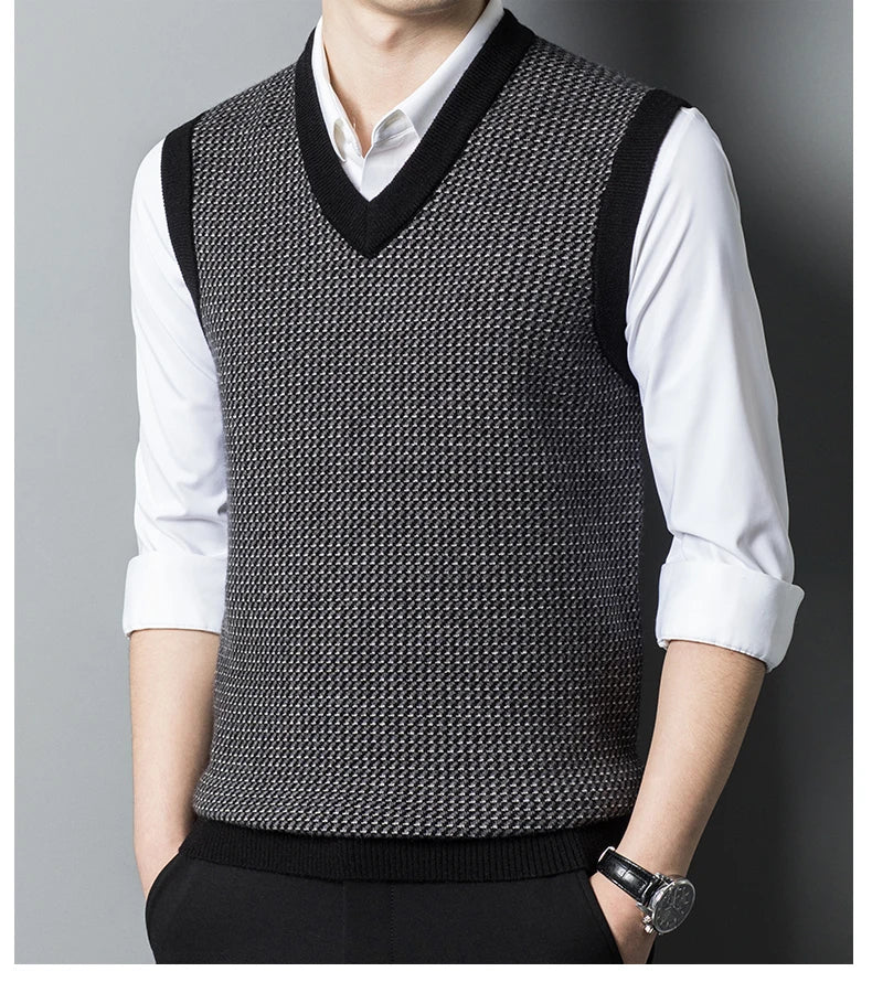 Autumn Winter Men's Thickened Round Neck Wool