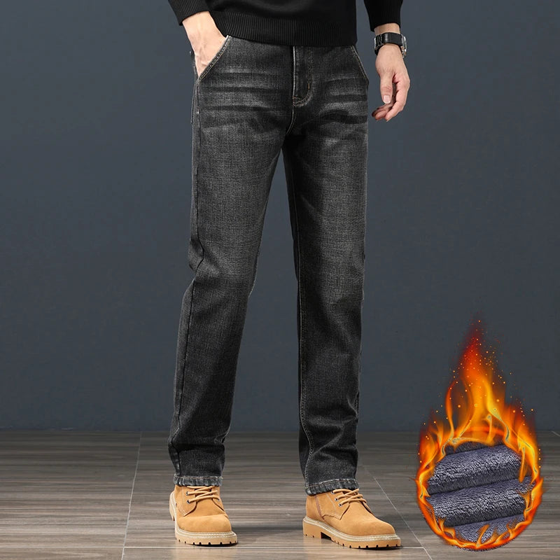 Men's Winter Fleece Thickened Jeans Fashion