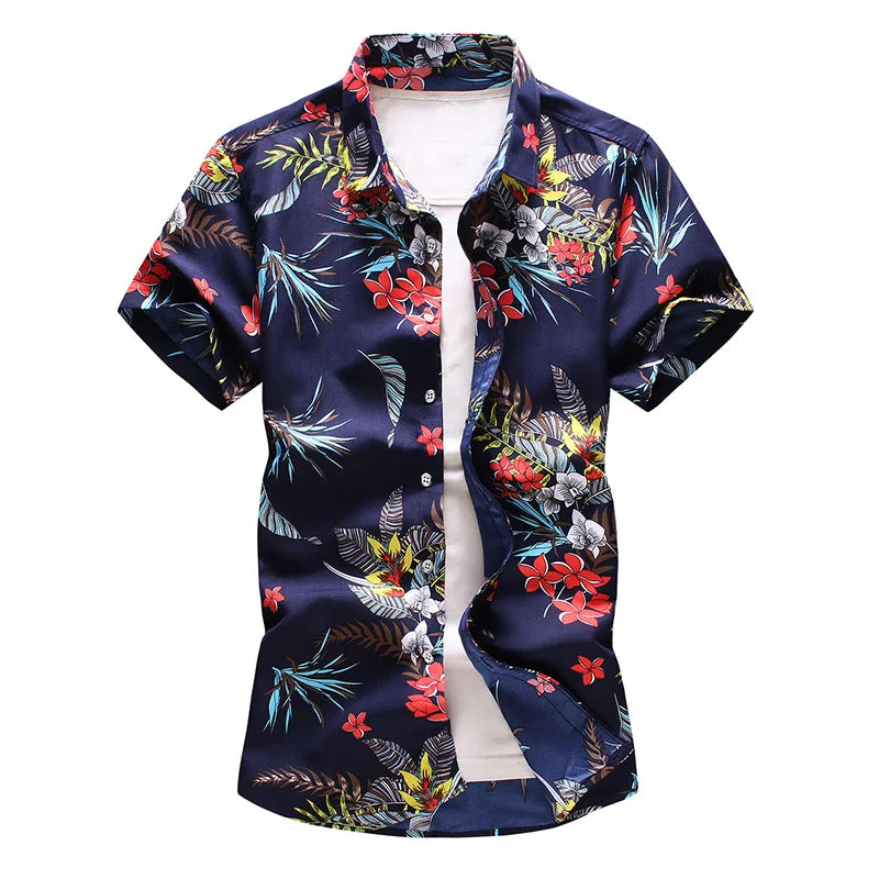 Plus Size 5XL 6XL 7XL Men's Hawaiian Shirt 2023 Summer New Fashion Casual Printing Short Sleeve Flower Shirt Male Brand Clothes