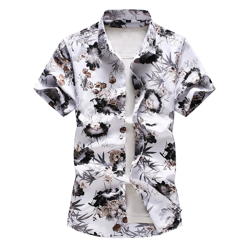 Plus Size 5XL 6XL 7XL Men's Hawaiian Shirt 2023 Summer New Fashion Casual Printing Short Sleeve Flower Shirt Male Brand Clothes