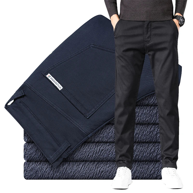 Winter New Warm Thick Casual Pants Business Fashion