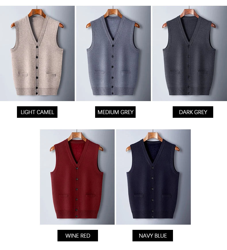 Autumn Winter Warm Sweater Vest Men Classic Style