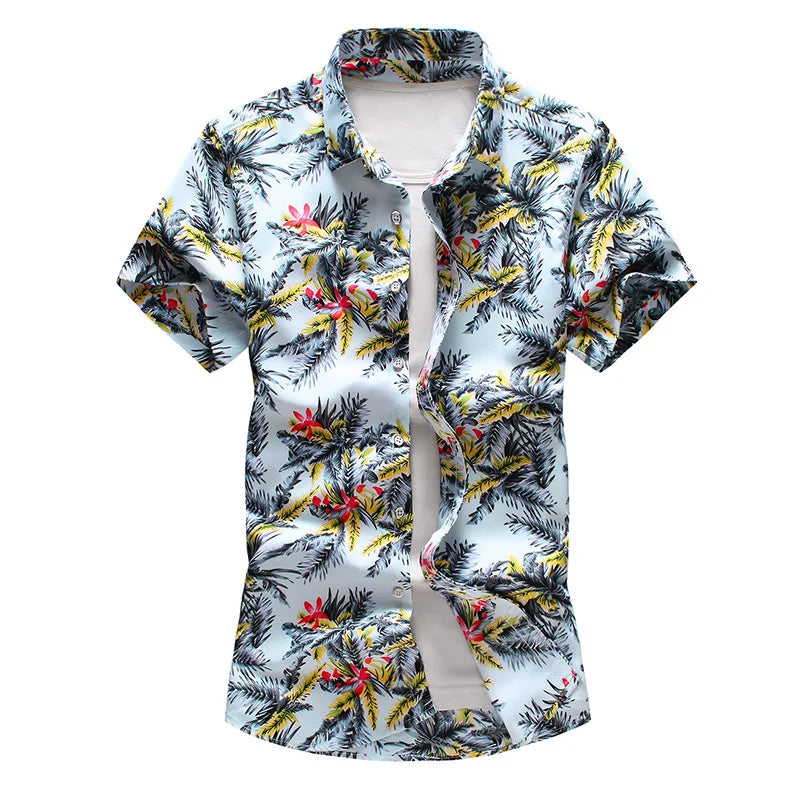 Plus Size 5XL 6XL 7XL Men's Hawaiian Shirt 2023 Summer New Fashion Casual Printing Short Sleeve Flower Shirt Male Brand Clothes