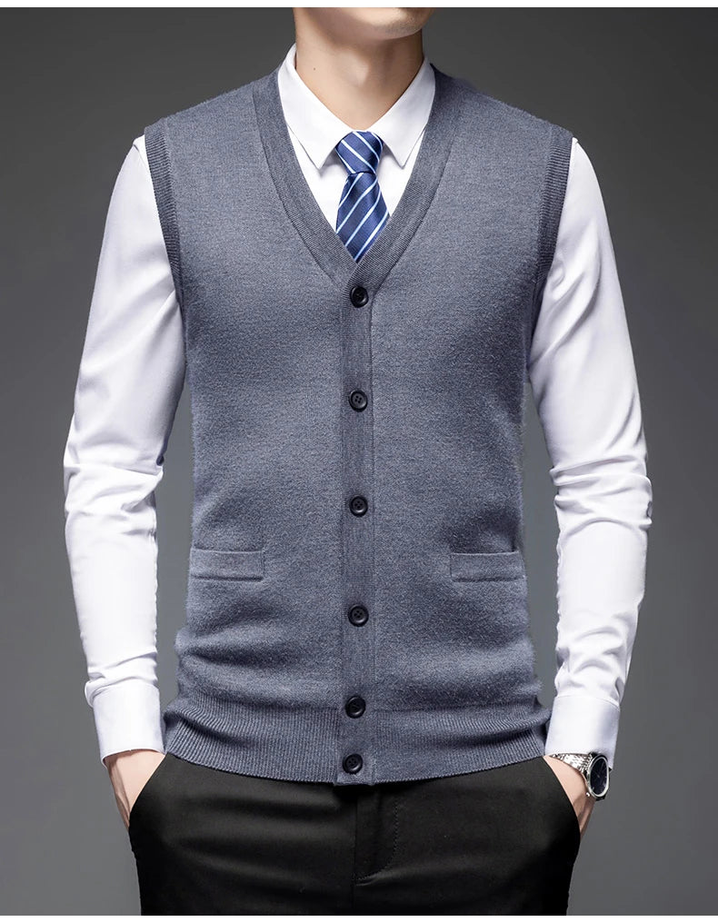 Autumn Winter Warm Sweater Vest Men Classic Style