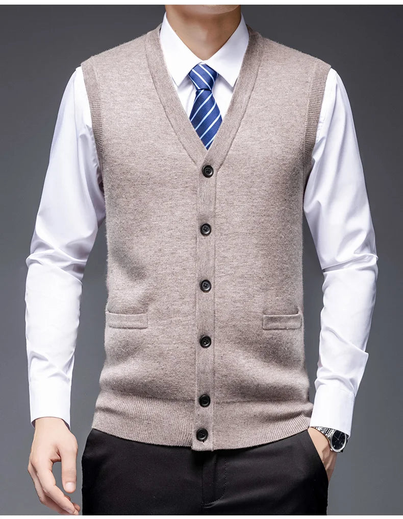 Autumn Winter Warm Sweater Vest Men Classic Style